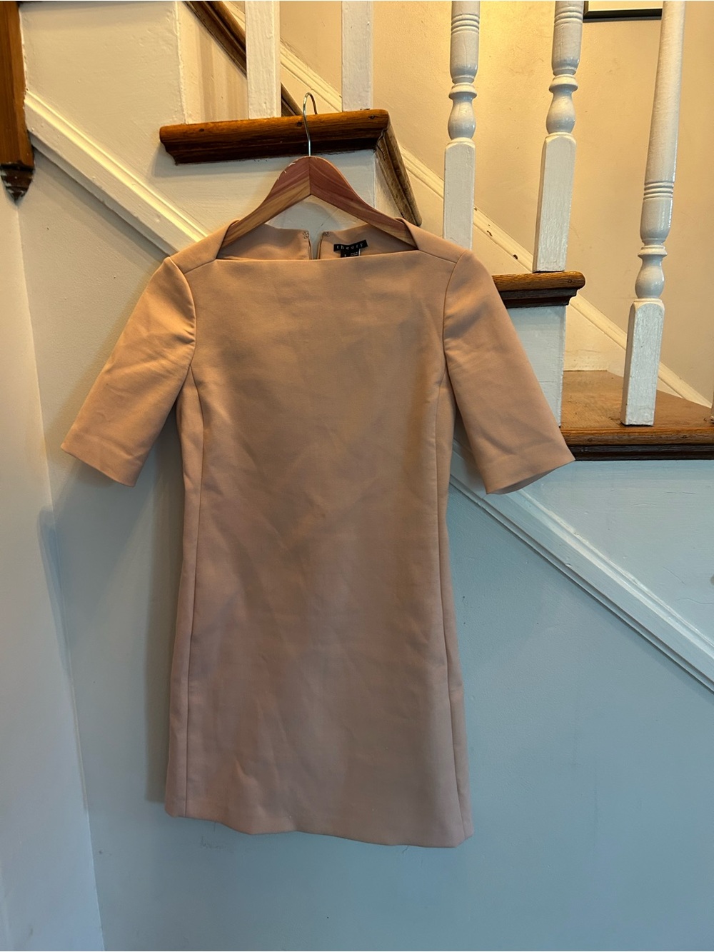 Theory Nude Pink Midi Sheath Dress